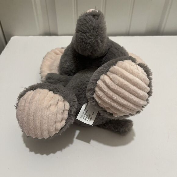 Five Below Gray Elephant Plush Sitting Light Pink Ribbed Ears Feet 9" Stuff Toy - Picture 6 of 8
